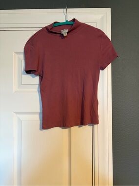 Maeve Short Sleeve Mock Neck Top - Dusty Rose